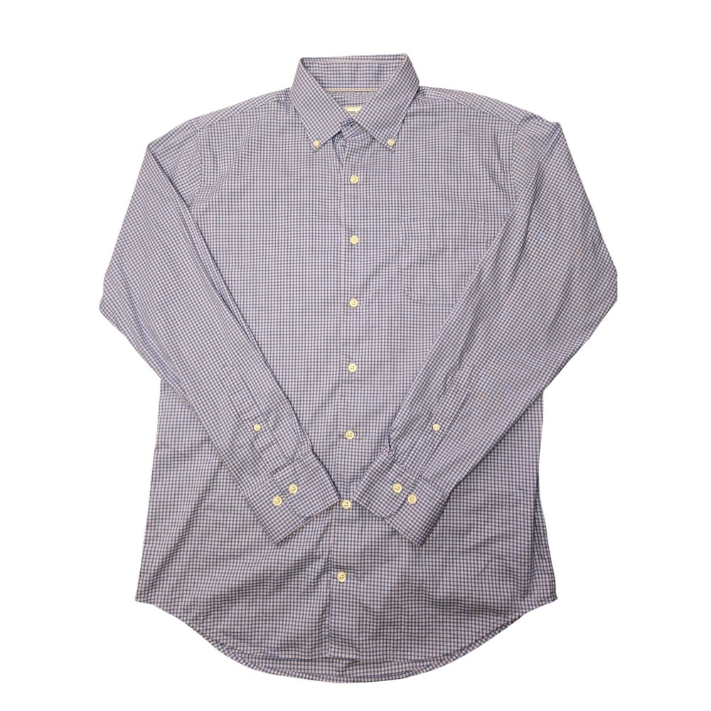 Peter Millar Mens Button Down Shirt Long Sleeve Size Med Blue Pink‎ Cotton Blend